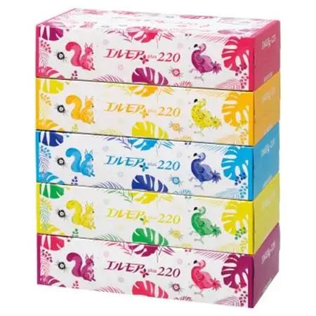 エルモアプラスティシュー220組　5箱×12パック(60箱)【離島・沖縄県不可】_ティッシュ ティッシュペーパー 日用品 消耗品 まとめ買い 常備品 生活用品 ボックスティッシュ_【配送不可地域：離島