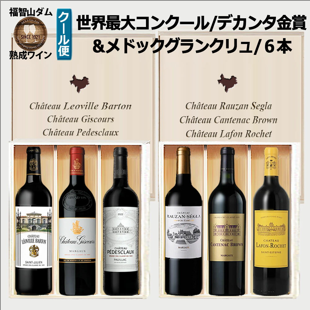 【ふるさと納税】FD619 福智山ダム熟成 デカンタ金賞＆メドックGC 6本 詰め合わせセット 各1本 750ml ワイン お酒 酒 アルコール ぶどう ブドウ 葡萄 飲料 詰め合わせ 詰合せ セット 冷蔵 福岡県 直方市 送料無料