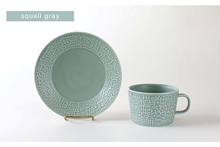 【波佐見焼】PATTERNED PLATE・MUG ペア 4点セット squall gray＋yellow 食器 皿 【BIRDS’ WORDS】 [CF004] 波佐見焼