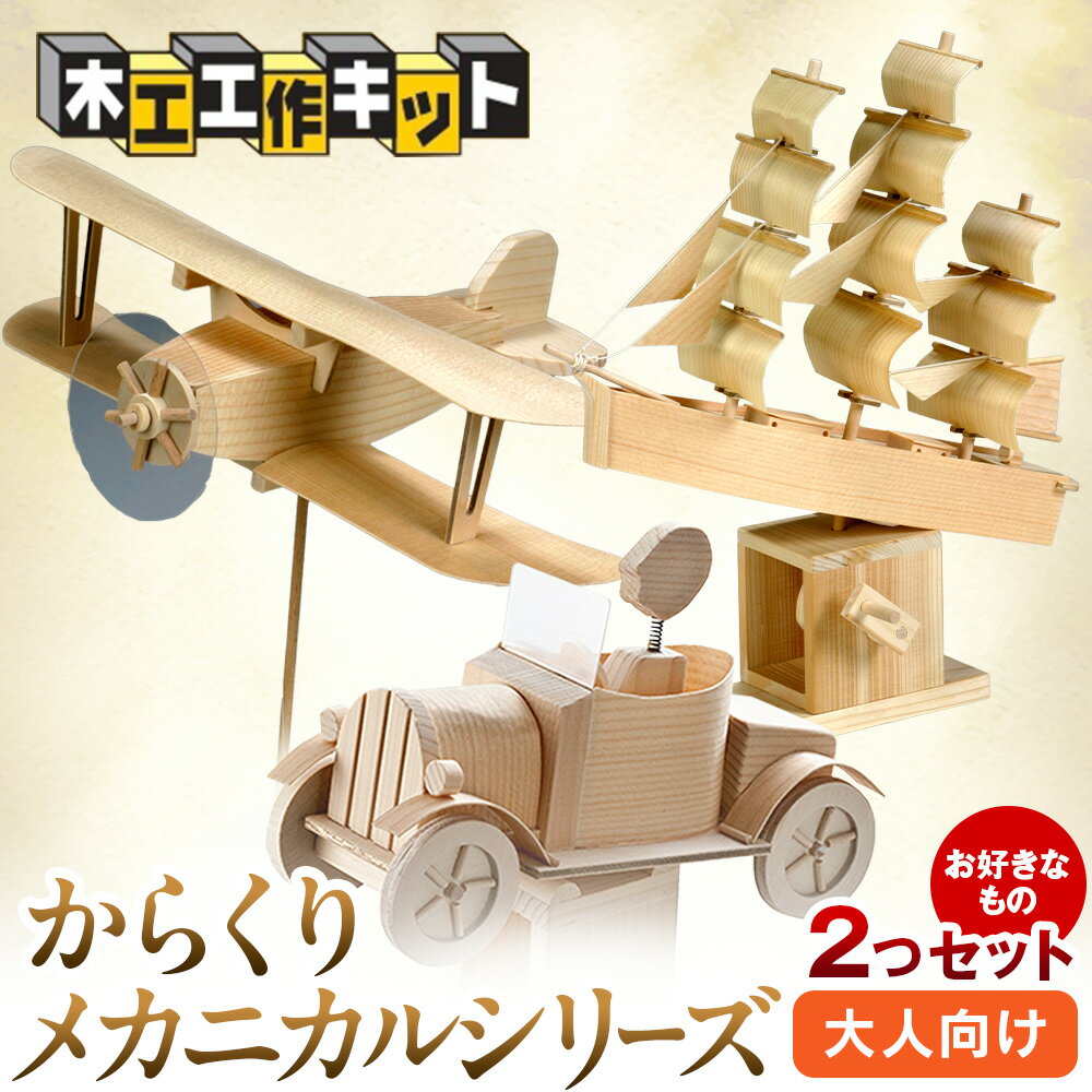 【ふるさと納税】工作キット からくりメカニカルシリーズ お好きなもの2つセット 加賀谷木材 | 木工 体験 遊び おもちゃ 歴史 帆船模型 飛行機模型 自動車模型 DIY 木製 知育 親子 子ども 学習 家族 作る 遊具 北海道 津別町 送料無料