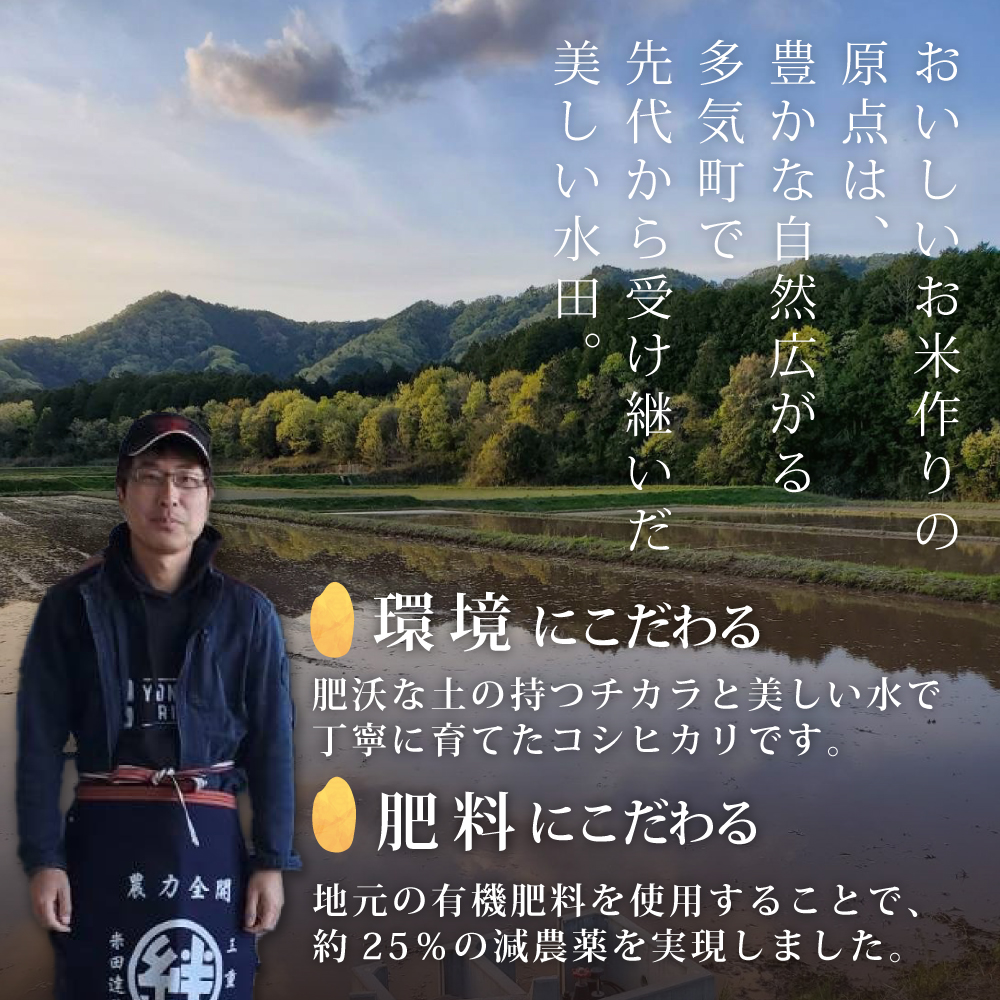 【令和7年産米】先行予約 食味85点を獲得！有機肥料で育てたコシヒカリ 10kg（5kg×2）減農薬 減農 こしひかり お米 米 こめ コメ 10キロ 5キロ 精米 令和7年度 先行 予約 三重県 多