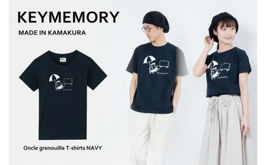 《1》【KEYMEMORY鎌倉】GrenouilleイラストTシャツ NAVY