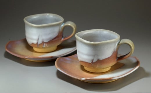 萩焼 コーヒーカップ・ペア（四角）