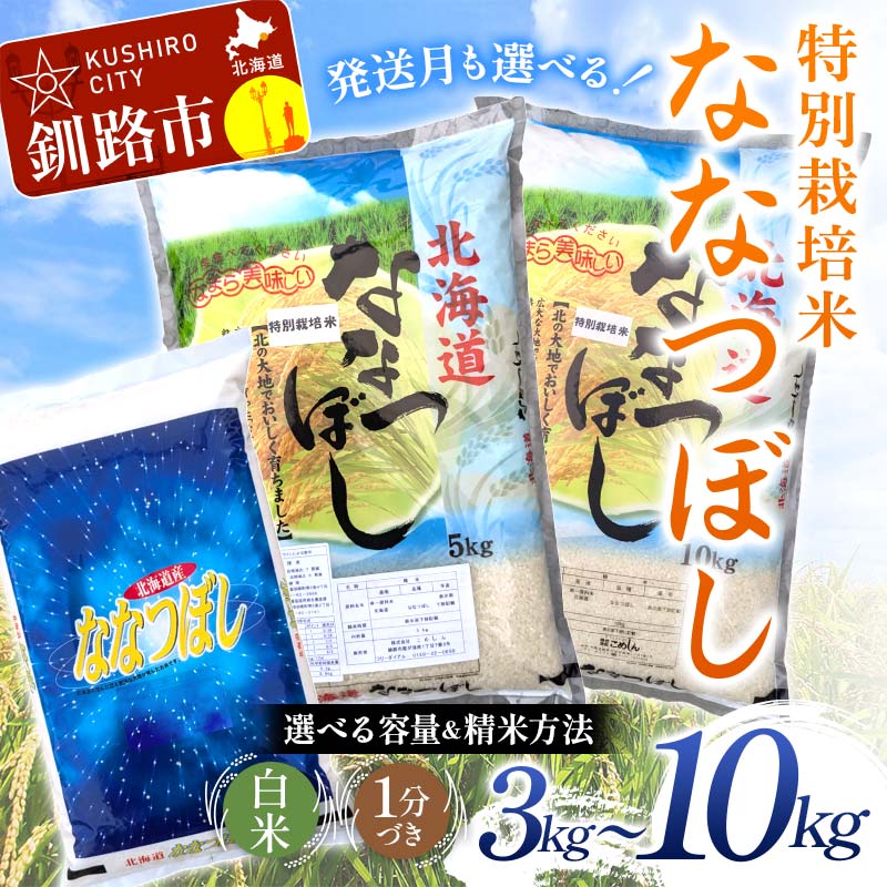 【ふるさと納税】【選べる容量・種類・発送月】【令和7年度産】【新米】北海道産 特別栽培米ななつぼし（3kg／5kg／10kg） 白米 1分づき 北海道産 米 コメ こめ お米 白米 玄米 F4F-9701var