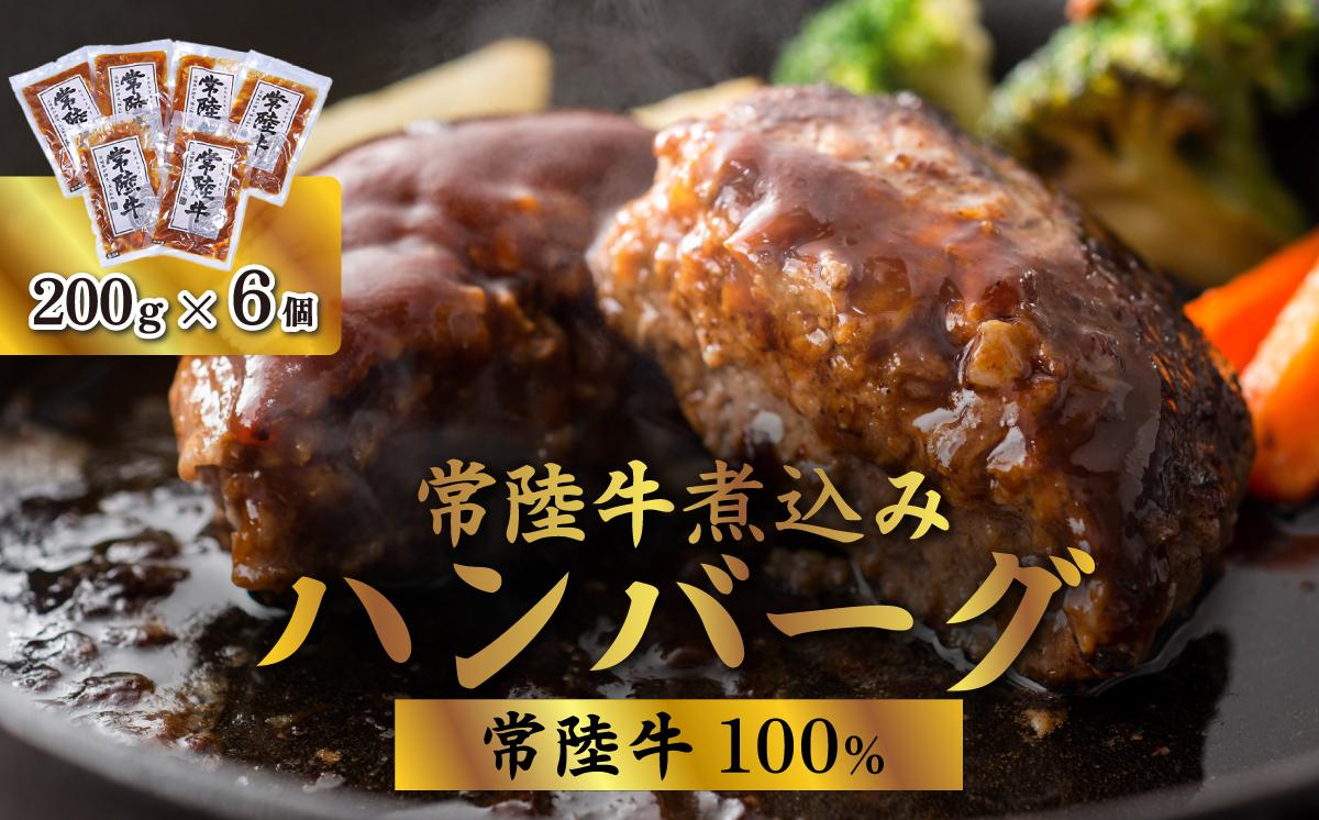 【常陸牛 100%】常陸牛煮込みハンバーグ1.2kg（200g×6袋）【 牛 牛肉 和牛 黒毛和牛 はんばーぐ 小分け 】