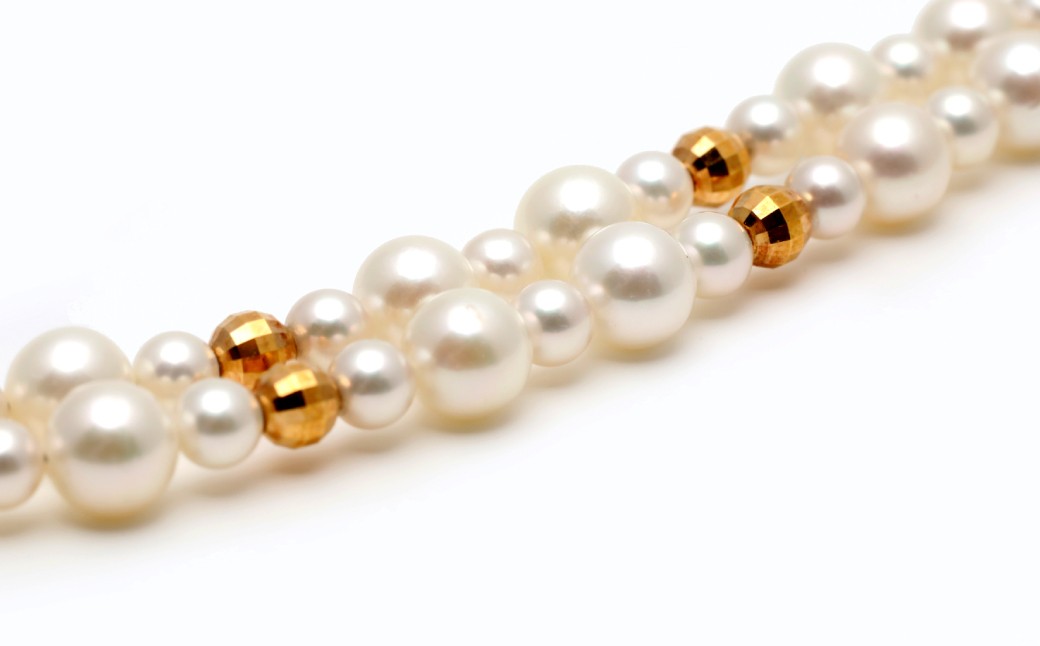 【数量限定】 あこや真珠 (3.5～4mm、5.5mm珠) 2連ブレスレット K18 パール アクセサリー 