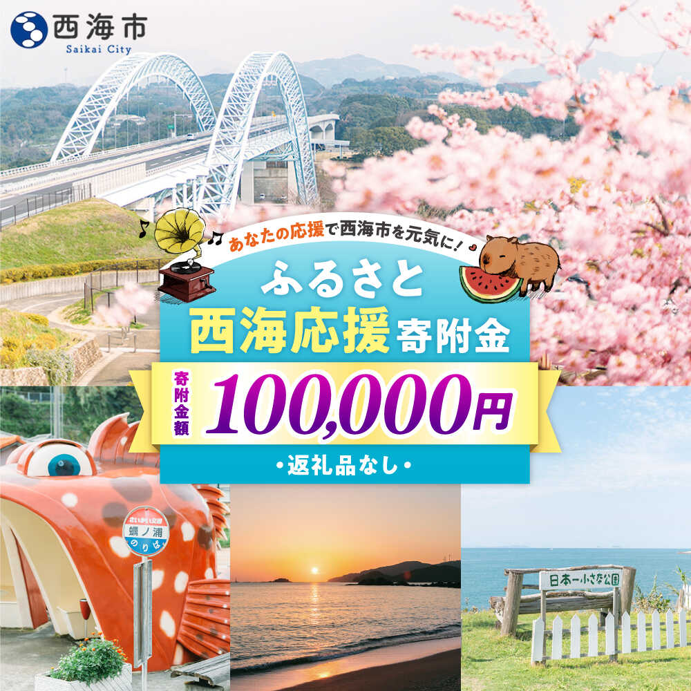 【ふるさと納税】【返礼品なし】 長崎県 西海市 ふるさと応援寄附金（100,000円分）[CZZ036]