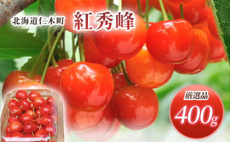 北海道 仁木町産 厳選品 さくらんぼ 紅秀峰 400g Lサイズ以上　旬 桜桃 産地直送 サクランボ チェリー フルーツ 果物 果物類 ギフト 仁木町 仁木 [松山商店]