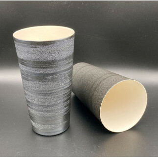 有田焼 伝作窯 甲胄タンブラー 忍びペアセット ブラック シルバー A25-325_イメージ3