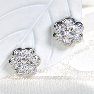ピアス プラチナ PT900 ダイヤモンド 0.42ct フラワー 花モチーフ スタッドピアス【f266-pt-d】 ALPAZ109