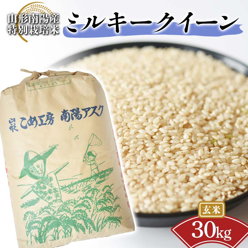 【ふるさと納税】 【令和7年産 新米 先行予約】 【金賞受賞農家】 特別栽培米 ミルキークイーン (玄米) 30kg 《令和7年10月上旬～発送》 『あおきライスファーム』 山形南陽産 米 ご飯 農家直送 山形県 南陽市 [2424-R7]