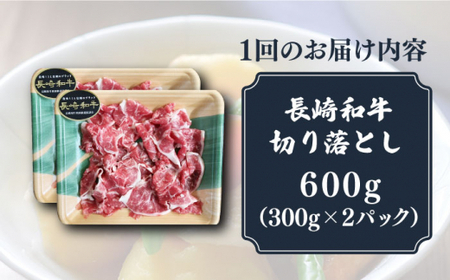 【3回定期便】長崎和牛 切り落とし 600g (300g×2)/回【有限会社長崎フードサービス】[DBL023]/ 長崎 小値賀 牛 牛肉 黒毛和牛 切落し 切り落し 定期便