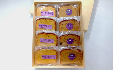 しっとりじわっと食感 プレーン＆ブルーベリーの果実香るブランデーケーキ 2種セット 個包装 小分け 焼き菓子 スイーツ 手土産 お取り寄せ プチギフト おやつ 福島県白河市 F25R-077