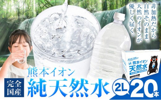熊本イオン純天然水 ラベルレス 2L×20本 《1-3日以内に出荷予定(土日祝除く)》2l 水 飲料水 ナチュラルミネラルウォーター 熊本県 玉名郡 玉東町 完全国産 天然水 くまモン パッケージ 2000ml