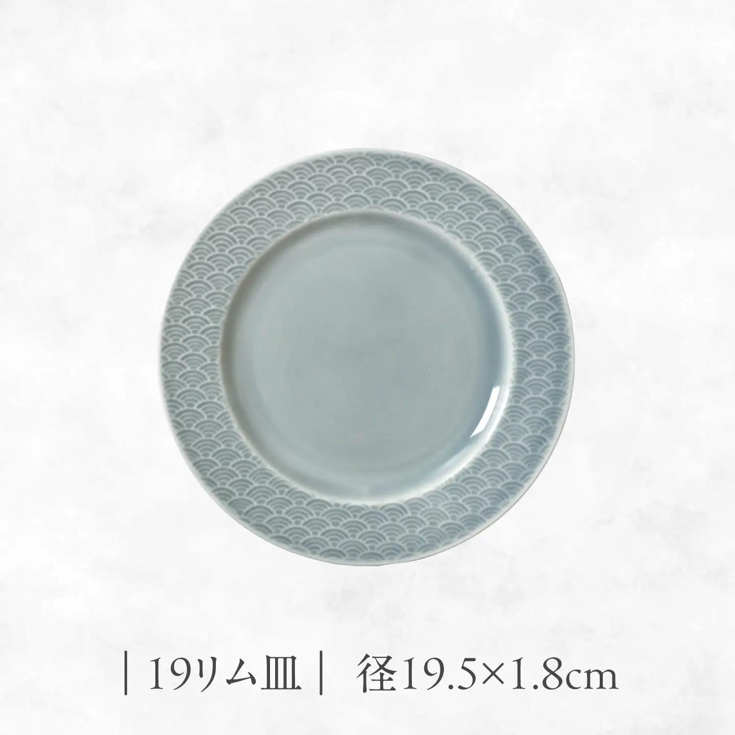 【美濃焼】 吉祥 19リム皿×27リム皿 青海波 計2枚セット 瑞浪市 / JS企画 小田陶器  陶器 食器 お皿 皿  お皿 リムプレート 丸皿[AZAZ341]