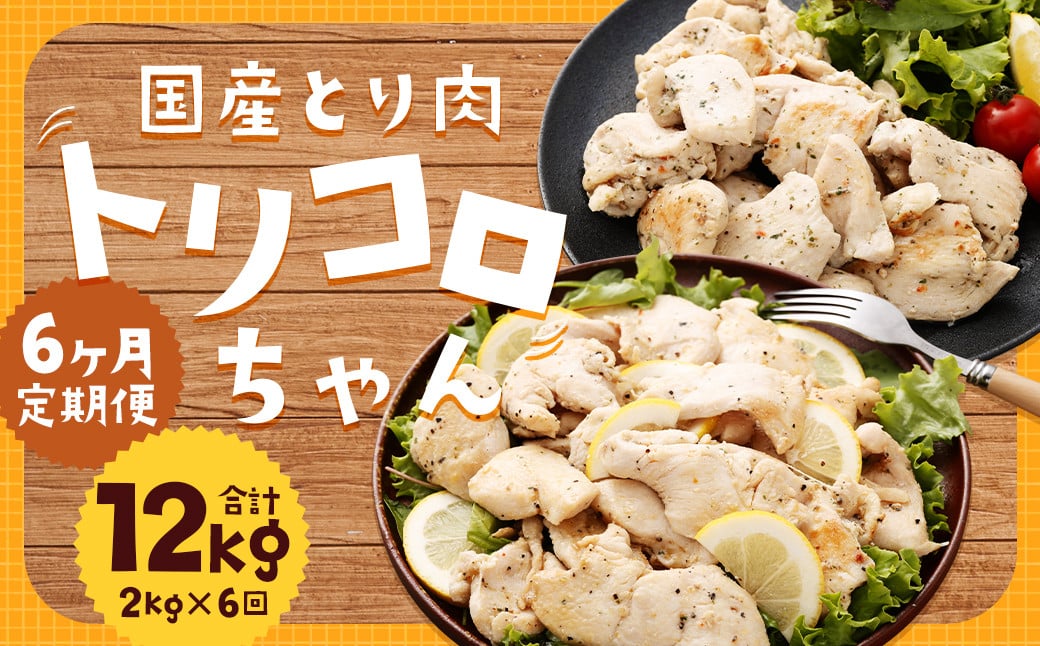 
【全6回定期便】国産 鶏肉 トリコロちゃん 計2kg (500g×4パック) ／ バジルペッパー レモンペッパー ソテー用 鶏胸肉 お肉 ソース 肉のマルシン 長崎県 長崎市
