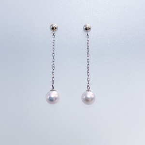 プラチナ あこやパール ロングブラピアス(PE5659)