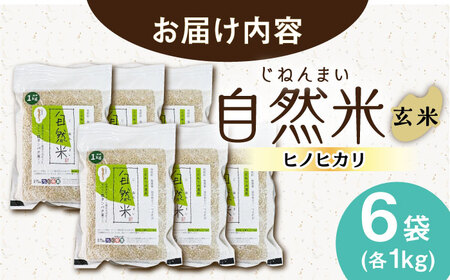 【栽培期間中 農薬・化学肥料不使用】自然米 玄米 6kg（ヒノヒカリ 1kg×6袋）/自然庵[UCQ025]