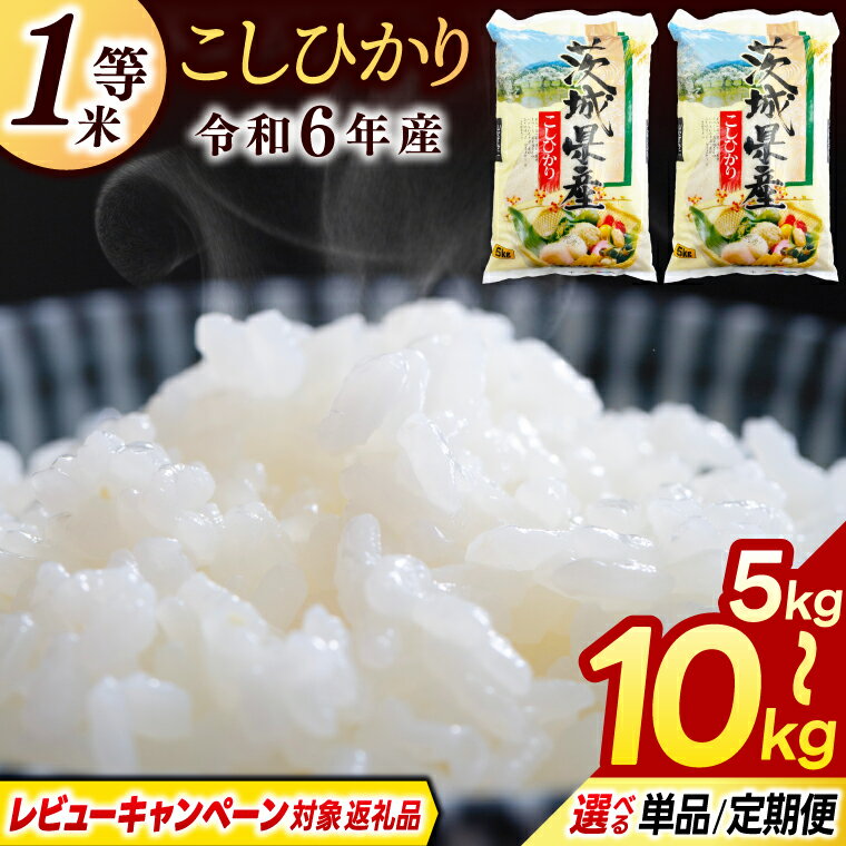 【ふるさと納税】＼レビューキャンペーン対象 在庫わずか／★1等米★ コシヒカリ お米 5kg 10kg 3回 定期便 選べる 容量 回数【令和6年産】米 精米 白米 こしひかり 5キロ 10キロ 茨城県 鹿嶋市 送料無料 ごはん おにぎり 冷めても 美味しい 人気 厳選 出荷直前 精米 うまい