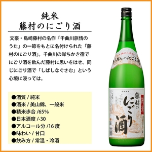 【千曲錦酒造】日本酒1升（1.8L）×6本 純米 藤村のにごり酒（北海道・沖縄県・離島は配送不可）【 信州 長野 佐久 地酒 晩酌 長野県 佐久市 1800ml 】