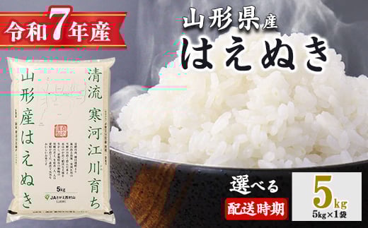 ＜ 2026年3月上旬＞ 令和7年産 はえぬき 5kg（5kg×1袋）清流寒河江川育ち 山形産はえぬき 2025年産　017-C-JA007-202603上