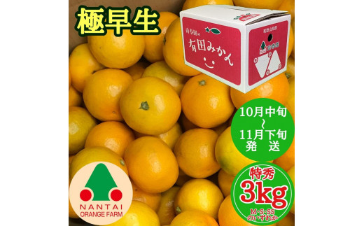 
                  極早生 有田 みかん 特秀 M ～ SS サイズ 3kg 南泰園 和歌山 有田みかん
                