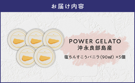 POWER GELATO 沖永良部島産（ 塩ちんすこうバニラ ）90ml × 5個入り W066-004-01 ジェラート パワージェラート デザート 氷菓子 菓子 手作り CAFE Typhoon 