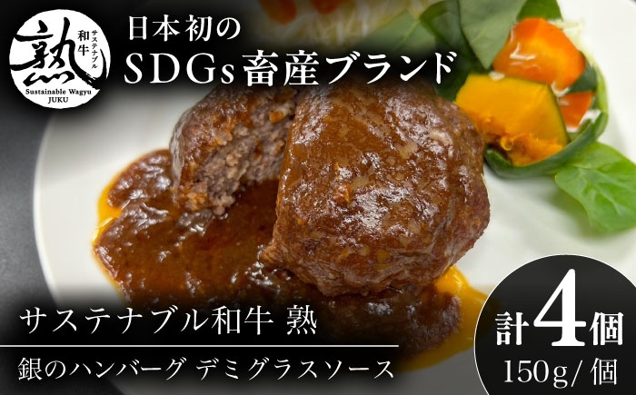 
            ハンバーグ 銀のハンバーグ デミグラスソース 150g×4個 サステナブル和牛 牛肉 加工品 ギフト包装 ハンバーグ 肉 デミグラスソース 詰め合わせ セット お取り寄せ 美味しい ご当地 名産品 雲南 
人気 おすすめ グルメ ギフト食事 メイン 調理 デミグラスソース 贈答用 プレゼント ご褒美 セット 詰め合わせ 和牛 島根県雲南市/株式会社熟豊ファーム [AIAT020]
          