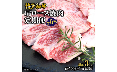 博多和牛　肩ロース焼肉　定期便全6回 約3kg（約500g×6回）