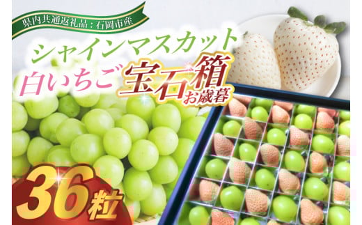 2025年12月より順次発送　シャインマスカットと白いちごの宝石箱36粒(県内共通返礼品:石岡市産) (BR036)