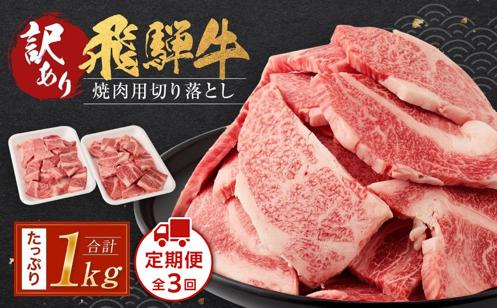 (訳あり）飛騨牛 焼肉三昧 定期便全3回【２ヶ月に１回発送】 | 飛騨牛 肉 おいしい 飛騨高山 切り落とし  焼肉 肉の匠家 BV108
