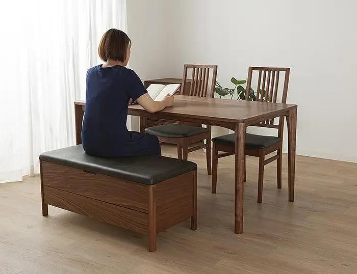 大川家具 シム 100cm ベンチチェスト 収納 レザー 生地  天然木オーク 野中木工所