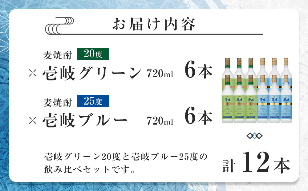 壱岐グリーン20度 壱岐ブルー25度 720ml 各6本セット 計12本