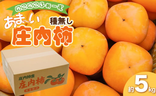 【令和7年産先行予約】にこにこふぁーむのあまーい種無し庄内柿　ホワイトリカー35度で渋抜き済　M～Lサイズ 約5kg（20～24個入）K-738