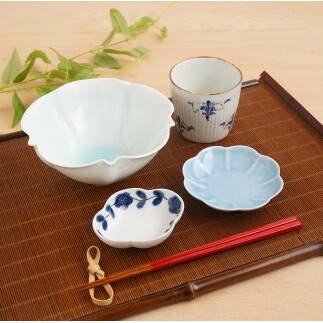 有田焼 涼しげブルー 夏のうつわセット マルシゲ陶器 食器 器 うつわ 陶磁器 皿 ギフト 贈答 | 35000円 3.5万円 3万5千円 | ex002