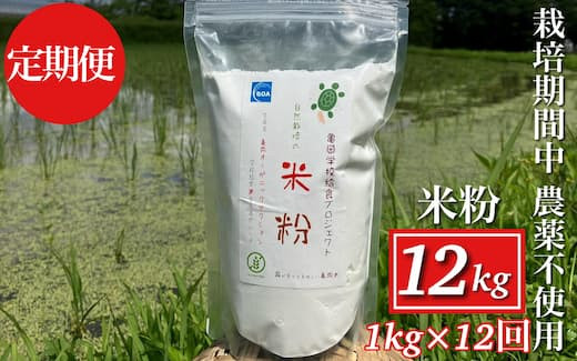 
            【12回定期便】京都府・亀岡産 栽培期間中農薬不使用 亀岡学校給食プロジェクト 自然栽培米の米粉 1kg×12回定期便 ※離島への発送不可
          