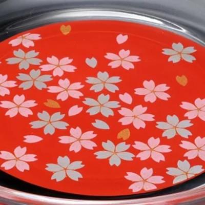 ふるさと納税 海南市 紀州塗り 【ぬりもん de Verre】 丸小皿 「蒔絵/桜・赤」 直径14.8×2cm |  | 01