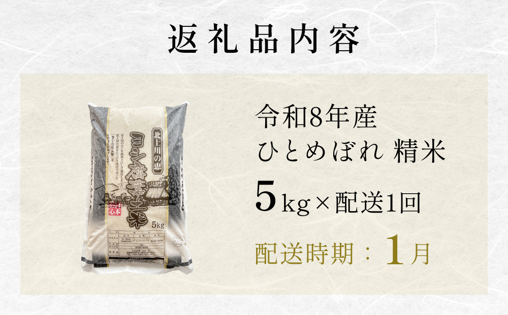 【1月配送】 ＜先行予約＞ 米 令和8年産 ひとめぼれ 精米 5kg