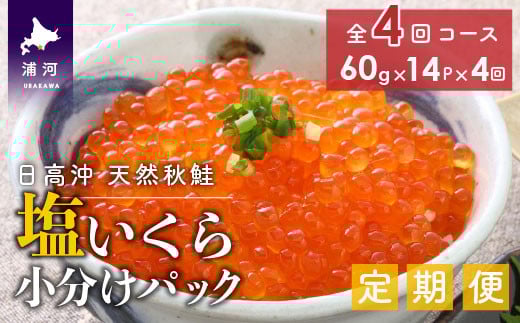 
            【時鮭スモークサーモン付】北海道日高産 塩いくら小分けパック(60g×14)【全4回定期便】[15-850]
          