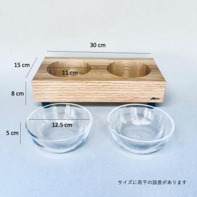 ふるさと納税 福岡市 ペットフードテーブル　hole S 2連(福岡市内製造)(ガラスボウル付き)(福岡市) VL013 |  | 01