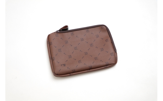 モバイルアクセサリーポーチ ブラウン L型 PVC生地｜モバイルアクセサリー バッテリーポーチ ケーブルポーチ アダプターポーチ 革職人 シグネチャー [1246]