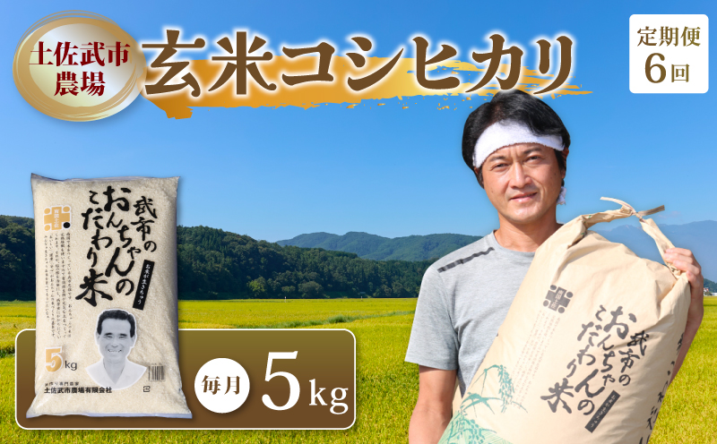 【お米定期便】 【6回】 令和7年度 玄米 コシヒカリ 数量限定 各5キロ 米 コメ 減農薬栽培 お米 精米 早場米 新米 ご飯 おにぎり こめ 白米 低化学肥料 高知県 南国市