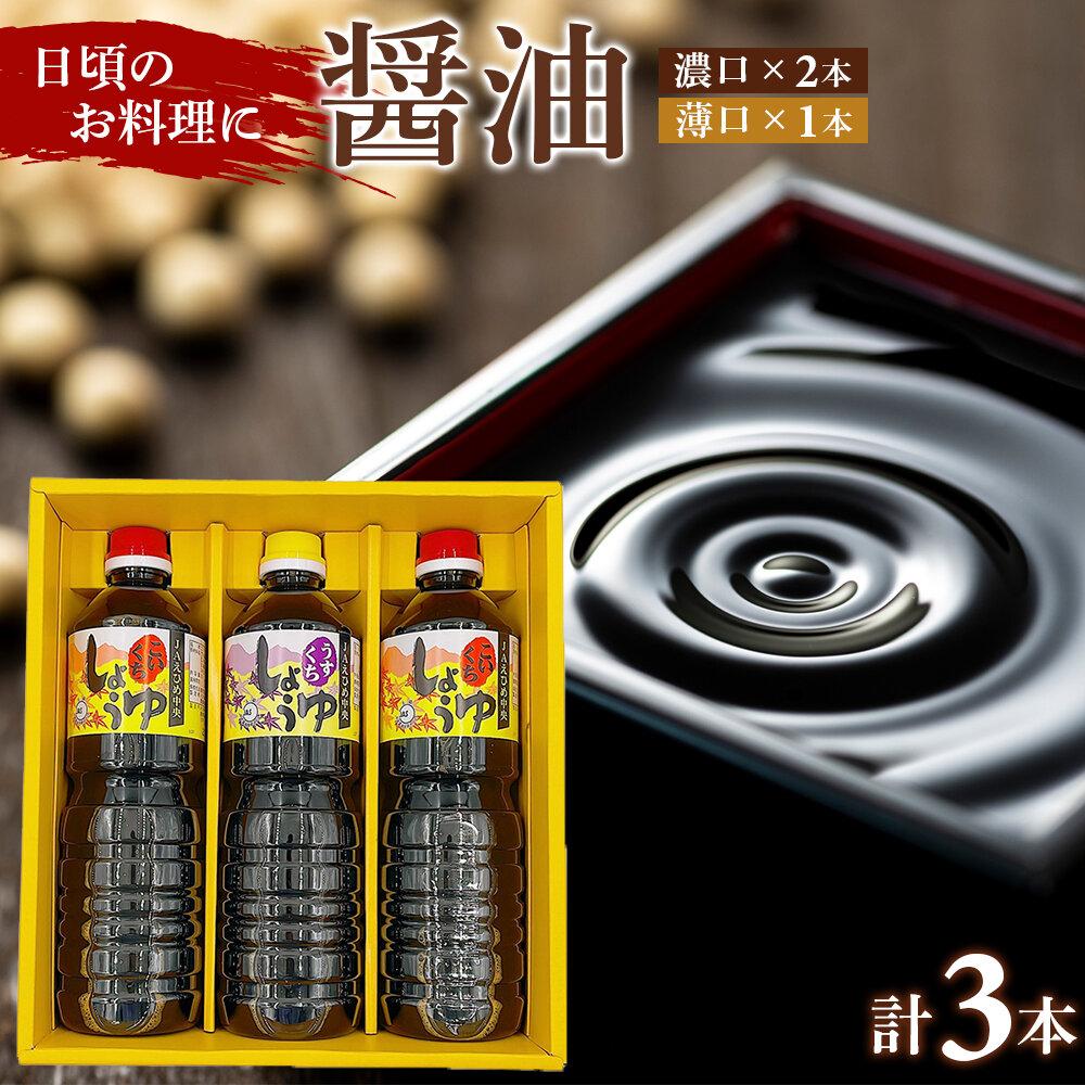 【ふるさと納税】内子町産　醤油（濃口・薄口）3本（各1L）セット | 調味料 食品 加工食品 人気 おすすめ 送料無料