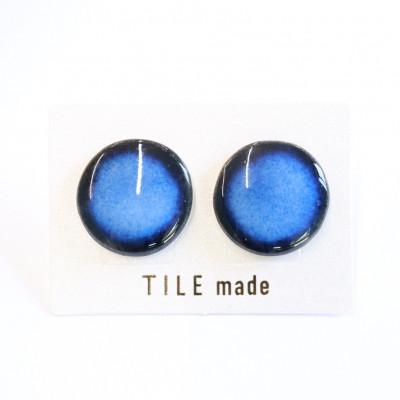 ふるさと納税 瑞浪市 【美濃焼】青むらタイルピアス(直径20mm)