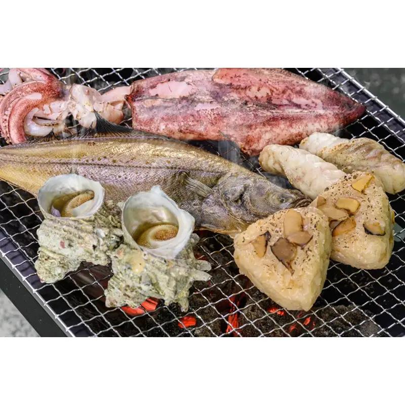 【海鮮 BBQセット】BBQに最適！誰でも簡単に焼ける サザエ＆白イカ＆干物セットにサザエご飯のおにぎり付き 海鮮BBQセット 2人用 ※万能ダシ付き ＜ボイルサザエ・ぷりぷりの白イカ・人気干物数種・