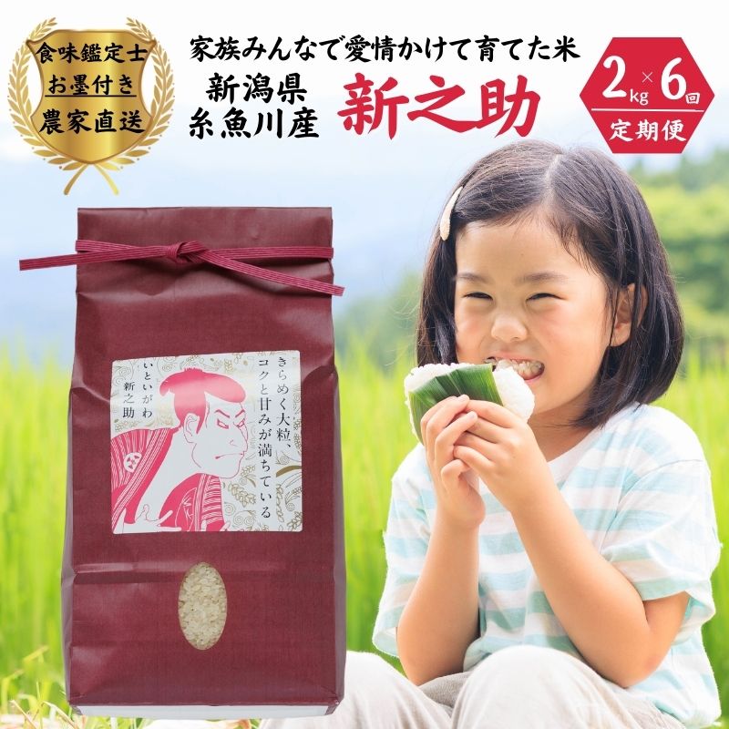【ふるさと納税】令和7年産【定期便】新之助 2kg×6ヶ月 計12kg 米・食味鑑定士お墨付き 家族みんなで愛情かけて育てた米 新潟県糸魚川産 2025年 しんのすけ 白米 百姓や伝六【米 お米 こめ 人気 おすすめ 新潟県の新しいブランド米 農家直送 2キロ 6回 6か月】