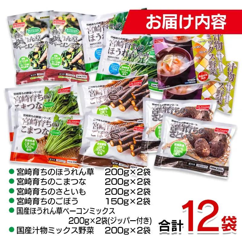 とっても便利！冷凍野菜詰め合わせセット 12袋 計2.3kg＜31-1a＞