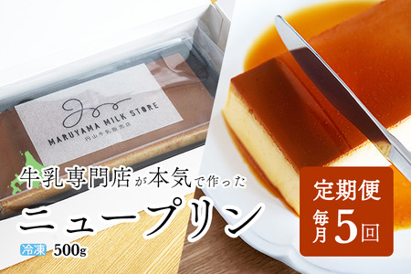 【定期便】濃厚プリン　New Pudding（ニュープディング）（500g×1本）×5ヶ月【be152-0931-100-5】 （ ぷりん プリン 濃厚 乳製品 スイーツ 北海道 別海町 人気 ふるさと納税 ）