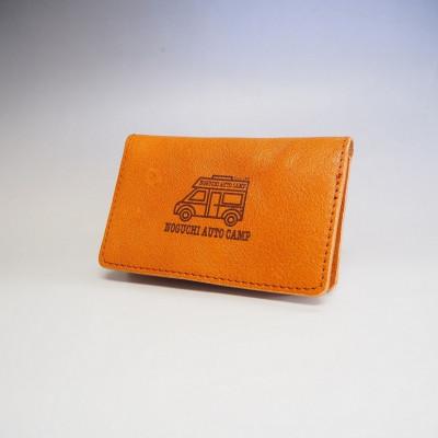 ふるさと納税 御坊市 キャンピングカーロゴがお洒落!　牛革二つ折りパスケース  (野口オートキャンプ場協力)　ブラウン