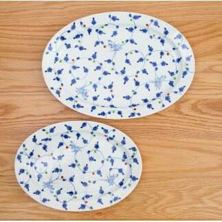 有田焼 唐草うさぎリム楕円皿/大・小セット【藍土】 A55-60_イメージ3